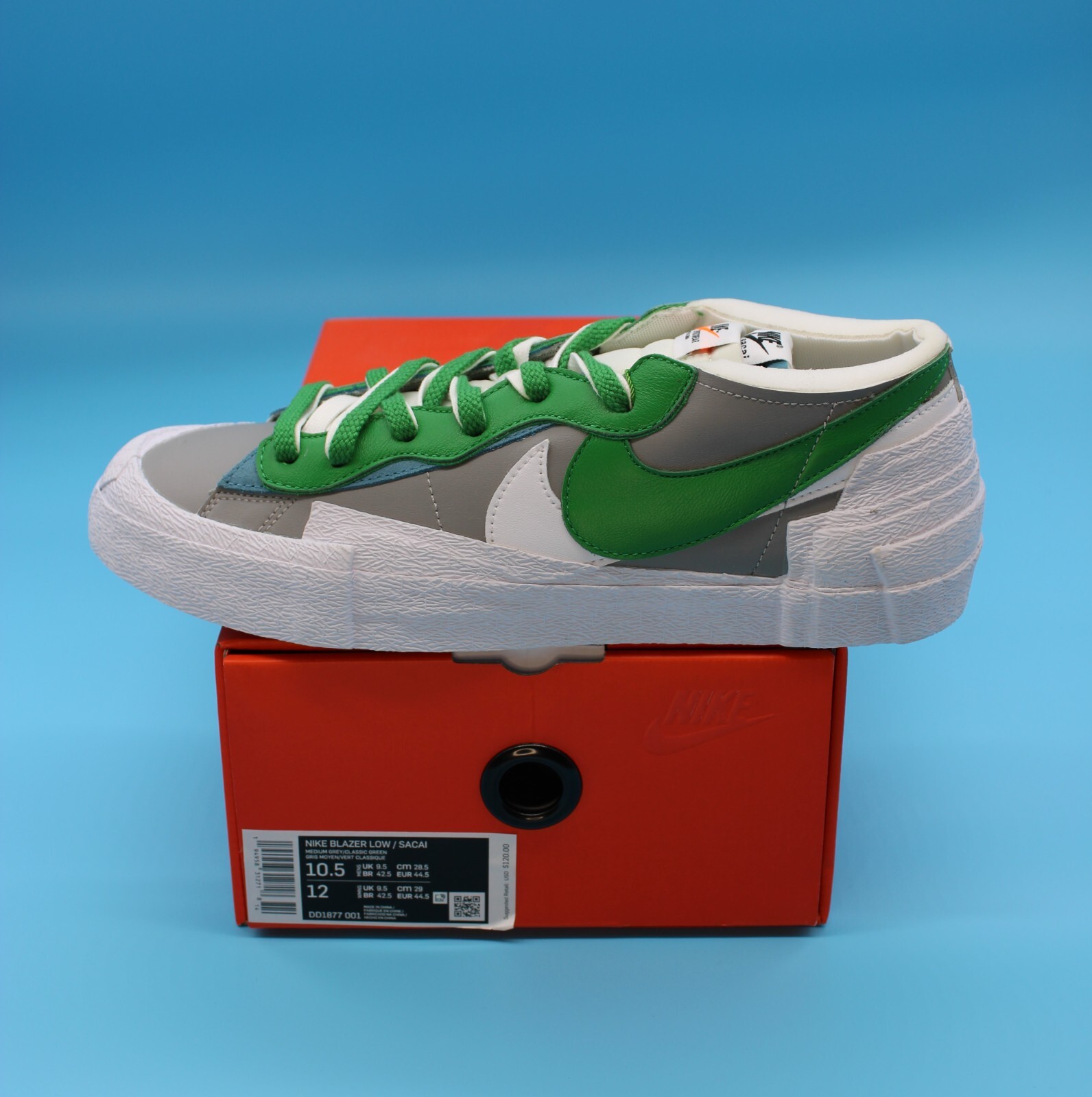 SACAI X NIKE Taglia 10 5 Nike Blazer Low x Sacai Classic Verde Sneakers Basse 2021 DD1877 001