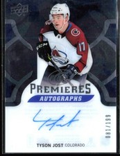 2017-18 UD ICE Ice Premieres - Autographs Tyson Jost Auto /199 #IPA-TJ H4R3N