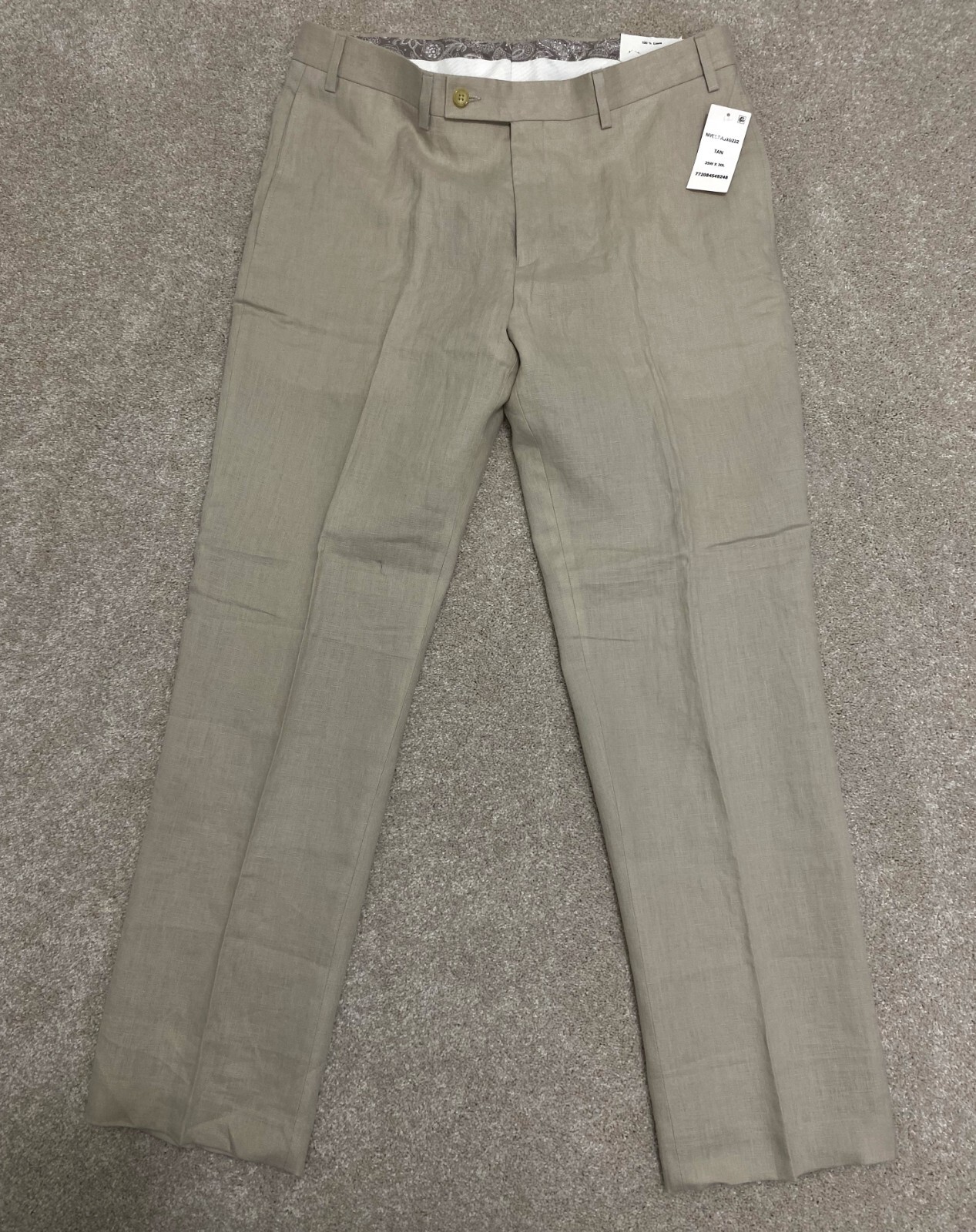 Lauren Ralph Lauren Mens 100% Linen Flat Front Pants 35W 30L Tan NWT