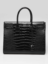 Yves Saint Laurent Black Alligator Large Sac De Jour Tote Bag