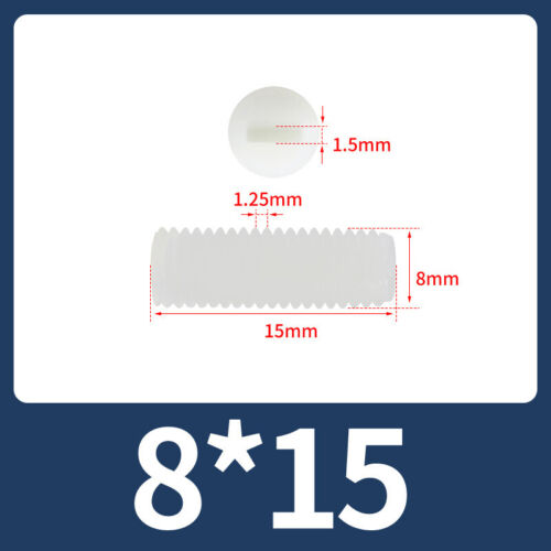 White Nylon Grub Screws Slotted Set Screw Metric M3 M4 M5 M6 M8 M10 M12 - Picture 50 of 73