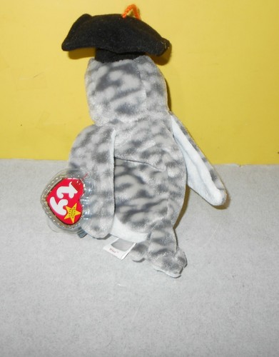 Peluche Ty Beanie Babies 1999 Wiser Class Of 99 Búho Negro, Gris y Blanco Frijol con Etiqueta - Imagen 2 de 2