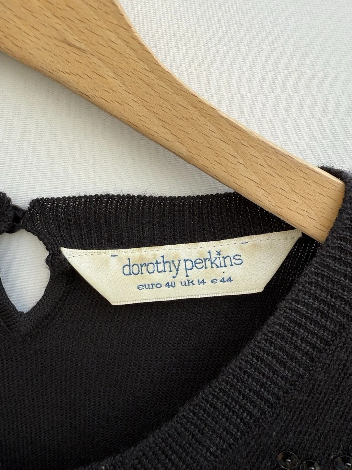 Vintage 90s Dorothy Perkins Wool Acrylic Knit Jumper Sequin Flowers - UK 14 - Image 4 of 4