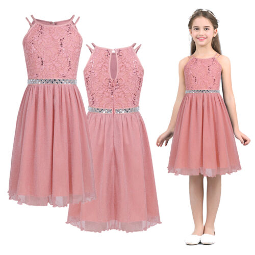 Kinder Mädchen Kleid Hochzeit Prinzessin Kleider Tulle Spitzenkleid Partykleid - Bild 3 von 111