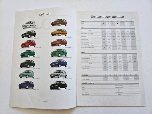 PEUGEOT 106 INC GTI COLOUR AND TRIM GUIDE SALES BROCHURE 1998 - Picture 2 of 5