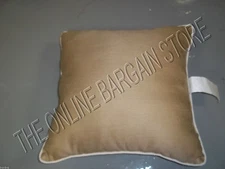 Frontgate Outdoor Yard Patio Pool Throw Pillow Tan Natural White Piping 20"