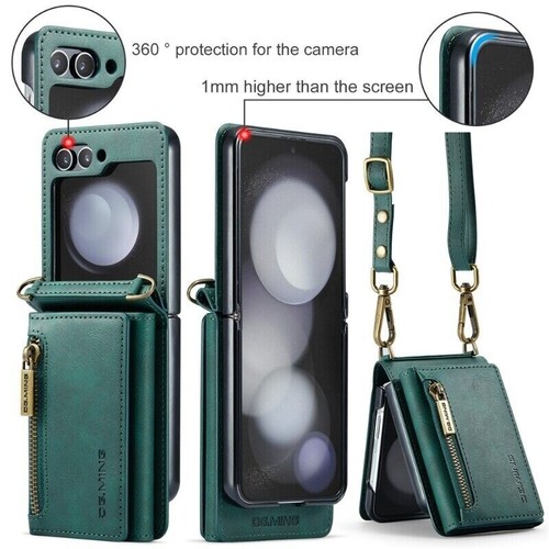 Leather Crossbody Zipper Wallet Case Cover For Samsung Galaxy Z Flip7 FE 6 5 4 3 - Picture 59 of 75