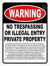 Warning No Trespassing Metal Sign 3 Sizes to Choose From