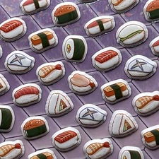 Mini Puffy Sushi Stickers Dimensional Junk Journal Collage Scrapbook Planner