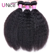 UNice Hair Malaysian Kinky Yaki Straight Bundles Human Hair Weaves Extensions US