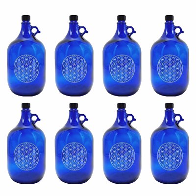 Alberts Premium Selection Glasballon 5 Liter blau, inkl. Deckel mit Druck Blume