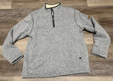 Orvis Pullover Mens XL Heather Gray 1/4 Zip Sherpa Lined Outdoors Warm EUC