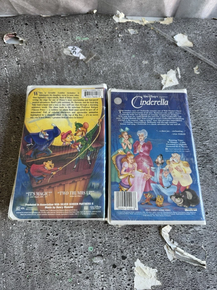 Walt Disney's Cinderella Black Diamond VHS VCR The Great Mouse Detective Sealed - Image 2 of 3