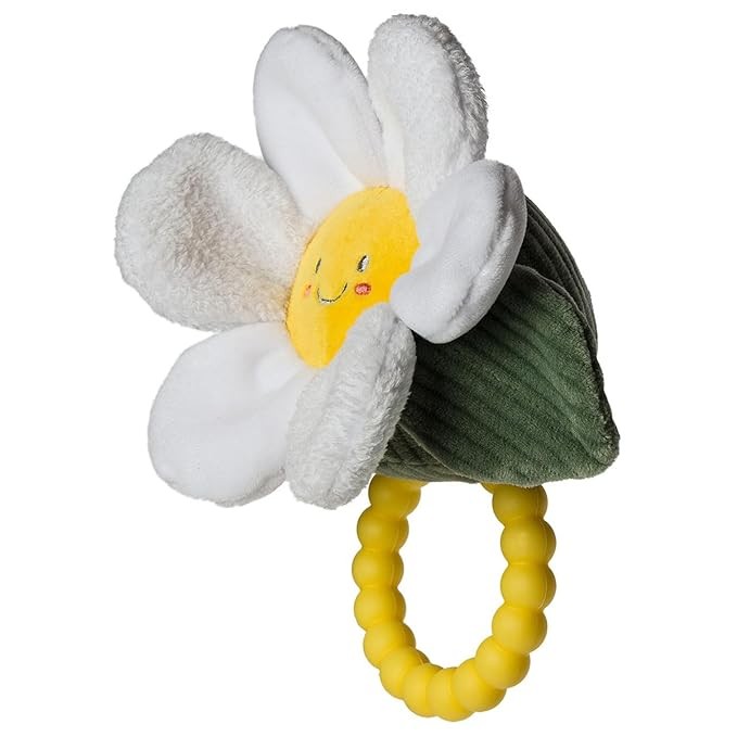 Mary Meyer Sweet Soothie Soft Baby Rattle with Teether Ring, 5-Inches, Daisy