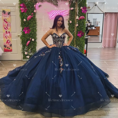 ebay navy blue dress Quinceanera Dresses Vestidos De XV Años Sweet 16 Floral Ball Gowns COLOR:Violeta women's mini dresses Linon Pierce 2 Nightstands