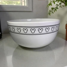 Disney Parks Mickey Mouse Homestead Collection White Ceramic Bowl 8” Mickey Icon