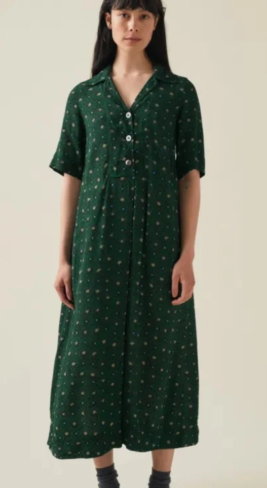 Toast Dotty Print Dress- Bottle Green- UK12 - Image 2 of 4