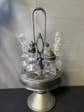 Victorian 6 bottle castor cruet set silver plate