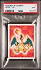 Charizard #6 Merlin Sticker PSA 9
