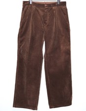 New Vintage 1950s Brown Corduroy Work Chore Pleated Pants W34 Made in France