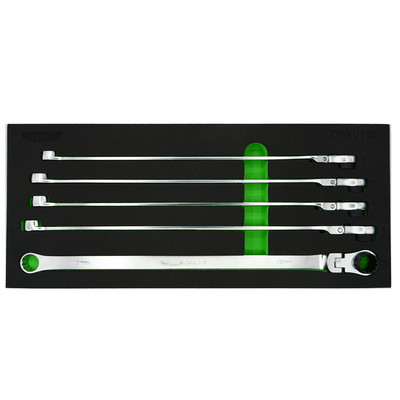  DFXL150 VIM Tools 5 Piece Deep Spline Ratcheting Flex Head Wrench Set (15-19 mm