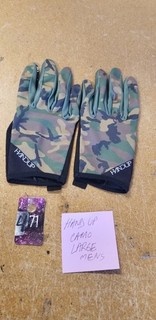 HandsUp Men's Green Camo Full Finger Cycling Gloves Size L #471