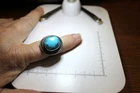 Vintage Sterling Silver Ring with Large Turquoise Stone - Size 7.5