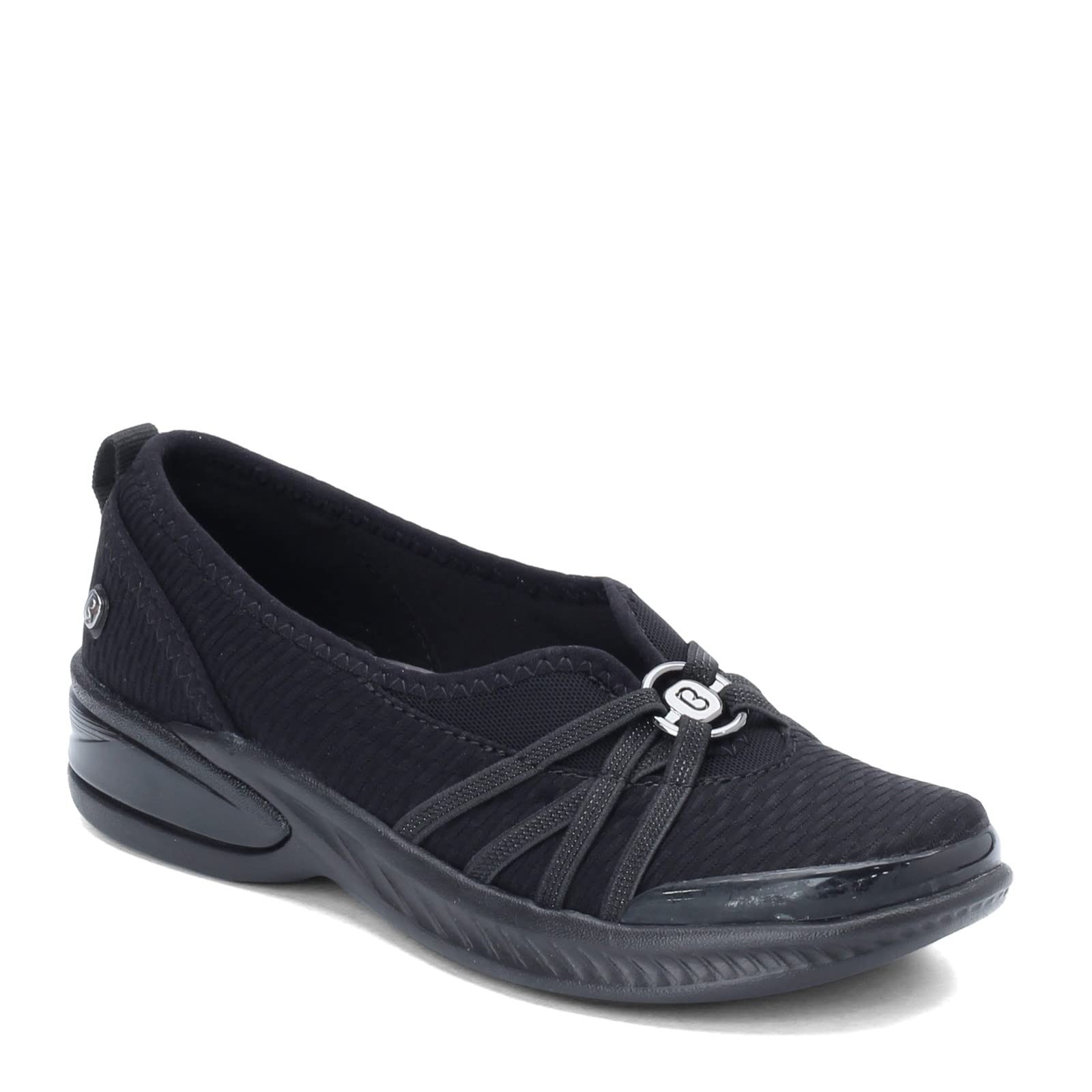 BZees Niche Women's Ballet Flat Skimmers, Black Mesh, Size 10 US