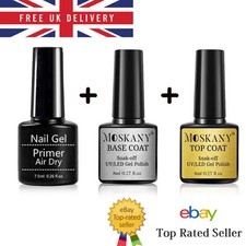 Acrylic Nail Primer Set No Acid Base & Top Coat Soak Off Gel Nail Polish Kit