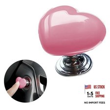 Car Start Button with Push-to-Start Rocker Lever, Engine Metal heart - Pink