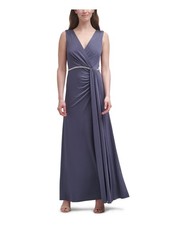 VINCE CAMUTO Womens Gray Waist Sleeveless Full-Length Formal Gown Dress 14