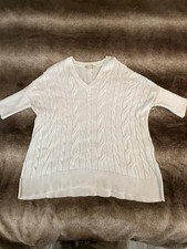Michael Kors Womens S/M Ivory Cable Knit Ponc...