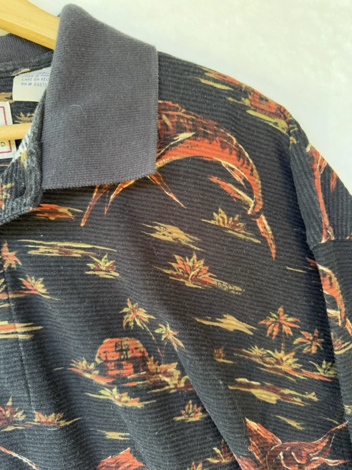 Mens Bimini Bay Outfitters Ltd Black Marlin polo Shirt XL cotton tropical - Image 2 of 4