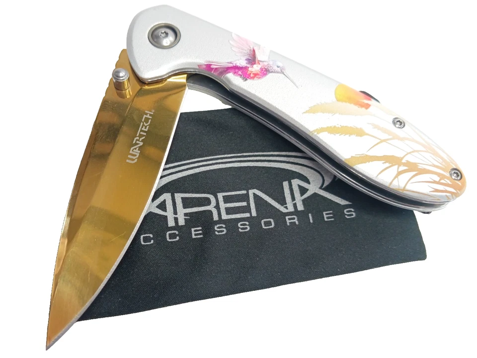 Cuchillo de Bolsillo Wartech Asistido por Resorte Abierto Plegable HUMMINGBIRD Hoja de Acero DORADO Foto 2 de 4