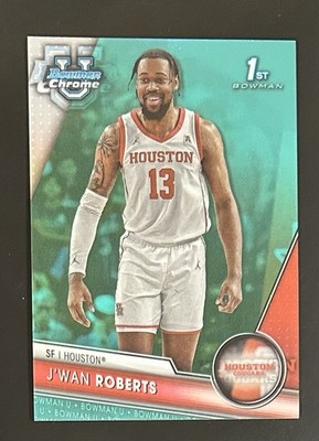 2023-24 Bowman U Chrome Aqua Refractor 67/299 J’Wan Roberts #31 Houston Cougars