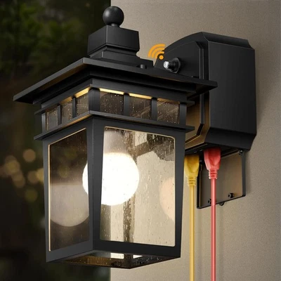APOTO Dusk to Dawn Outdoor Lights with GFCI Outlet Sensor Outside Exterior Porch Wall
