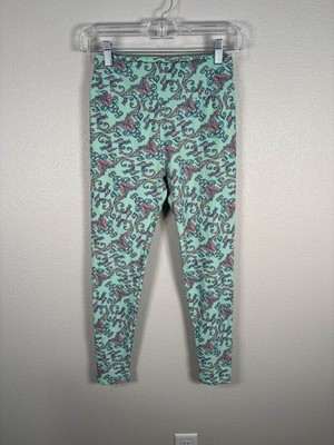 LuLaRoe OS Leggings Teal Green Orange Blue Paisley Floral