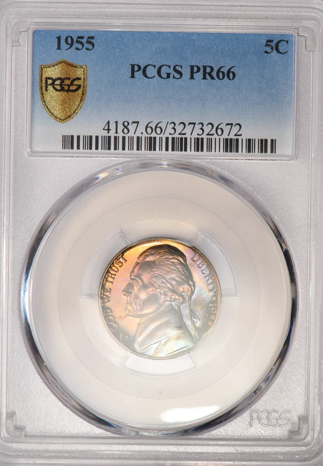1955 TONED Jefferson Nickel Proof PCGS PR66 PF 66 Toning Coin 5C - Image 2 of 4