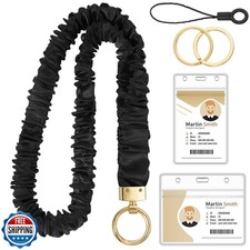 HONSIO Scrunchie Teacher Lanyards for ID Badges, Cute Neck Lanyar