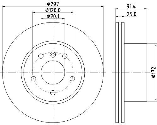 HELLA 8DD 355 110-811 BRAKE DISC Front (SINGLE)