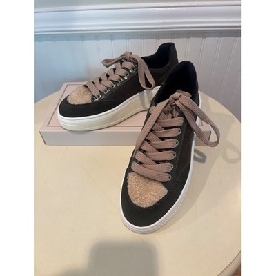 Ateliers Made In Italy Women Suede Platform Sneakers Shearling Toe Brown IT 37