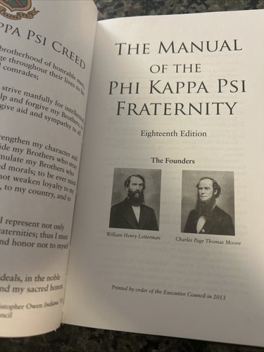 Phi Kappa Psi The Manual 2013 18th Edition HC Fraternity USA EUC Rare - Imagen 2 de 6