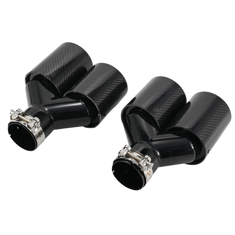 Puntas de escape de fibra de carbono para BMW F22/F30 63 mm en 101 mm salida cuádruple doble inclinación Foto 4 de 4