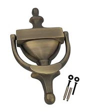 QCAA Solid Brass Door Knocker, 7, Antique Brass, 1 Pack