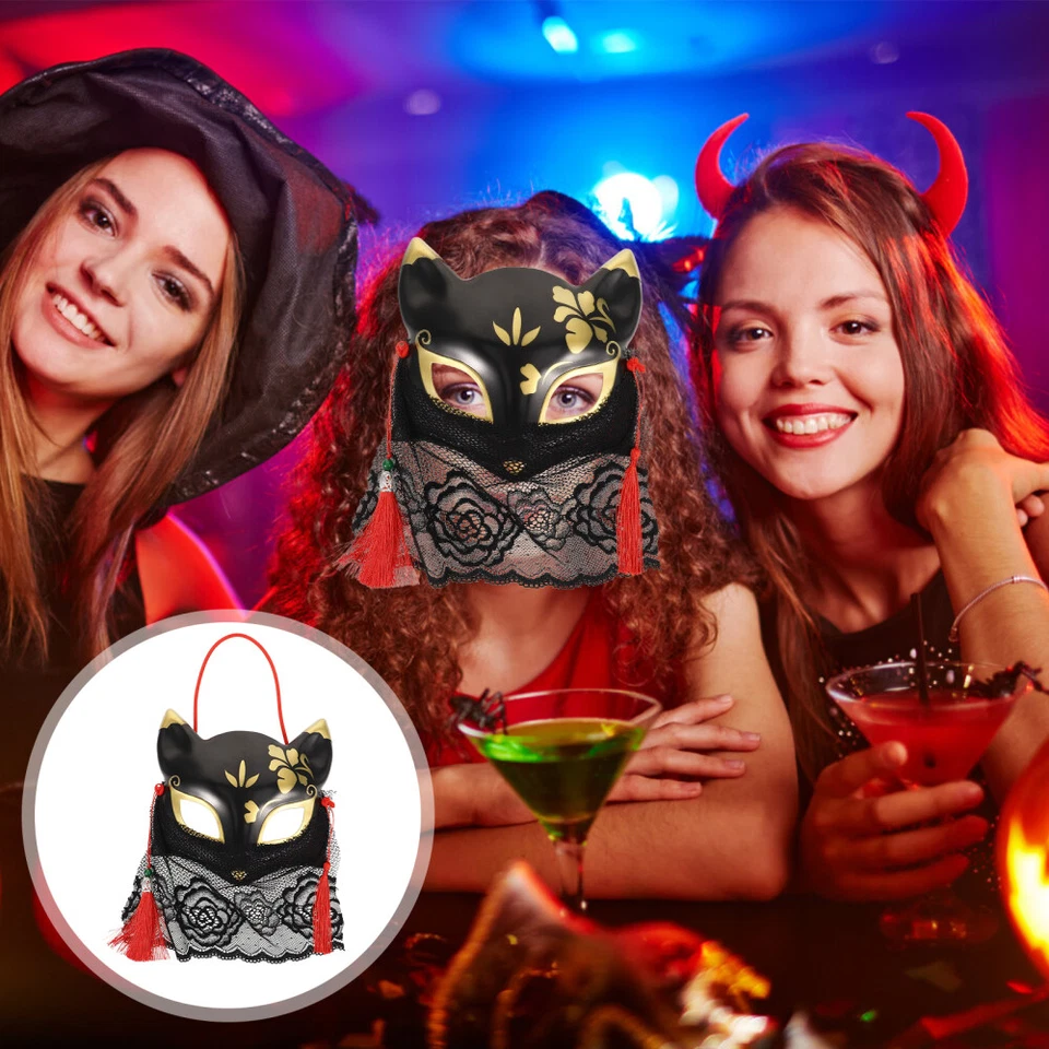 Fox Mask Dress Up Mask Fox Cosplay Mask Fox Mask with Lace for Halloween - Image 2 of 4