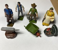 Lot of Vintage Lead Figures. Made in England. Farm People, some articulated.