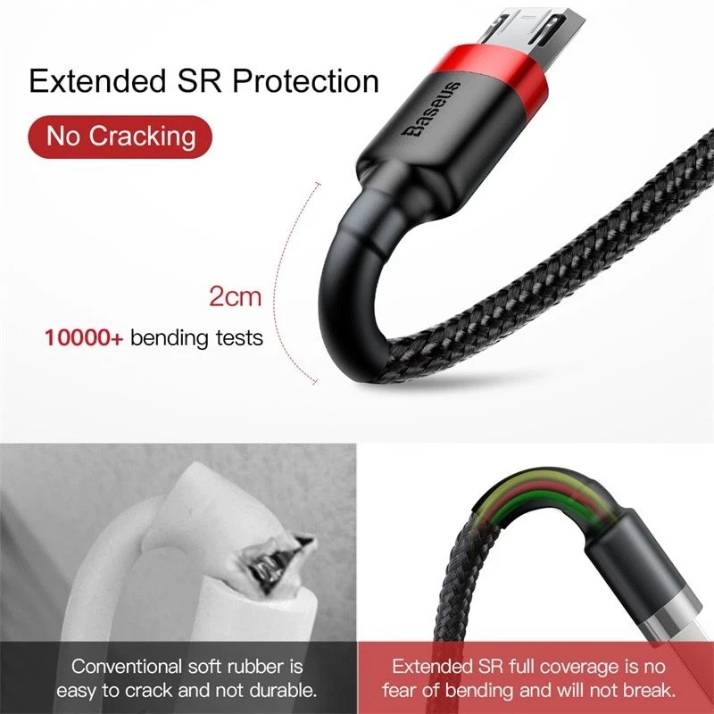 Baseus REVERSIBLE Micro USB Cable MicroUSB Cord android FAST Charging chargeur - Image 4 of 4