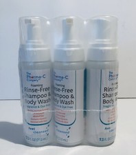 Lot Of 3 Pharma C Foaming Rinse Free Shampoo Body Wash 7.1 fl oz Each