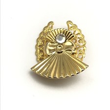 Vintage AOL 1996 Signed Gold Tone Clear Rhinestone Angel Brooch Pin