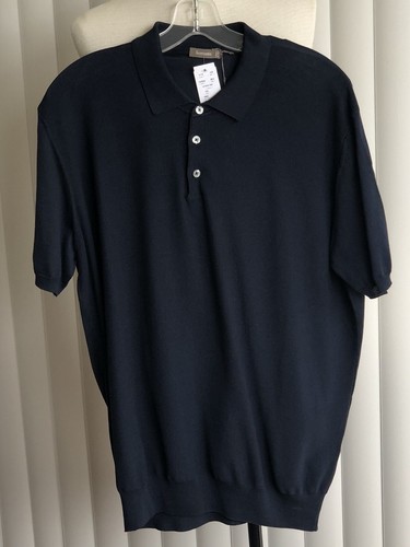 Ferrante Men's Polo Navy Blue 100% Cotton Made in Italy